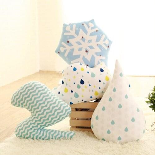 Colorful Creative Plush Toy Children Room Decoration Bay Window Pillow Water Drop Clouds Snowflake Cartoon Kids Comfort Cushion