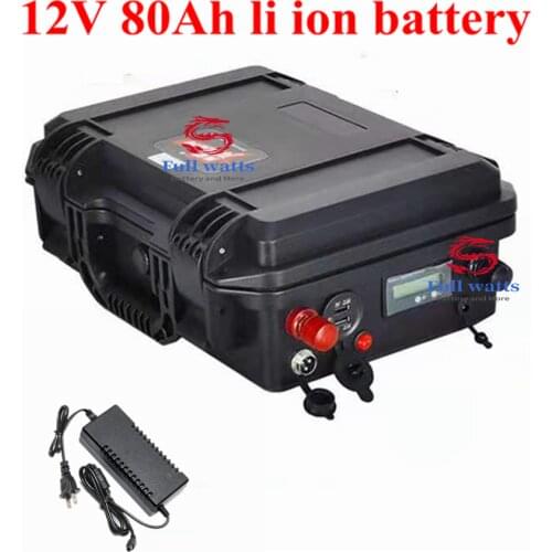 2021 Lithium battery 12v 80ah waterproof 12v lithium ion battery pack 80AH batteries with charger for electric motor