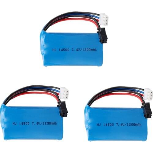 7.4V Li-ion Battery for Electric Toys Water Bullet Gun Spare Parts 2S 7.4 V 1200mah 14500 Battery for RC toys Cars Tanks Robots