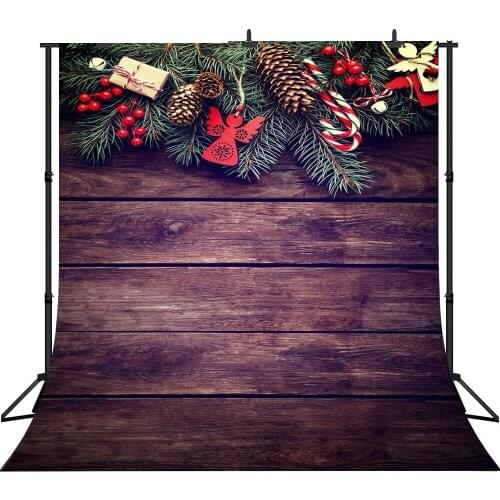 Lyavshi Christmas Photography Backdrop Xmas Vintage Wood Wall Background for Kids Portrait Photo Studio Booth Photobooth
