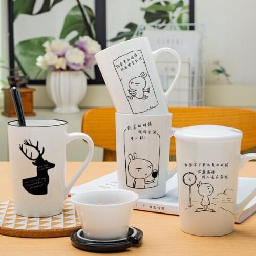 Cute Coffee Breakfast Mug Large Capacity Water Glass Milk Cup Creative Cartoon Ceramic Coffee Cup For Friends Drinkware