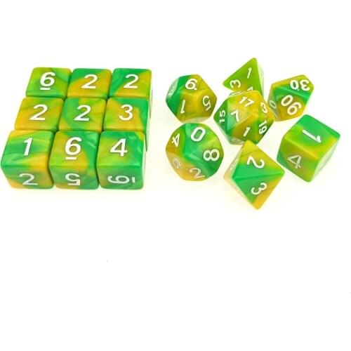 Rollooo Two-Tone Particular Roleplaying Dice Set Standard 7 + 9 Extra D6s for RPG D&D Games