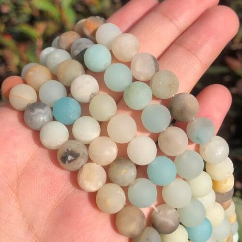 Natural Dull Polish Matte Colorful Amazonite Stone Beads Round Loose Beads For Jewelry Making 15"inch 4 6 8 10 mm DIY Bracelets