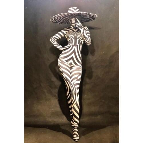 2019 new style Zebra nightclub jumpsuit stage performance dance costume Cosplay dancewear dress