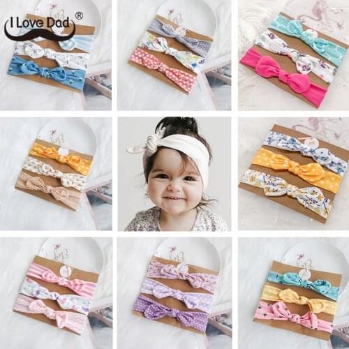 3 Pcs/Set Cute Rabbit Ear Elastic Baby Girl Headband Flower Printed Bows Kids Headbands Turban Baby Girls Hair Accessories