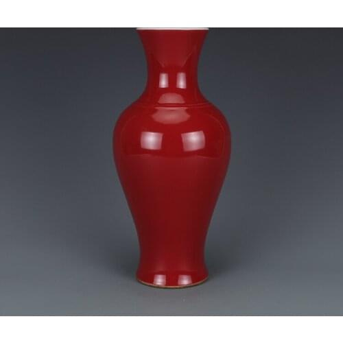 Qing Qianlong Lang Red Glazed Vase Antique Porcelain Goods Collection Handicraft Ornaments Collection Antique Crafts