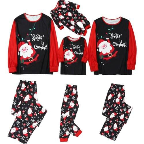 Christmas Santa Claus Prints Family Matching Outfits Xmas Comfy Pajamas Set Clothes Matching Long Sleeve Tops+pants Set Navidad