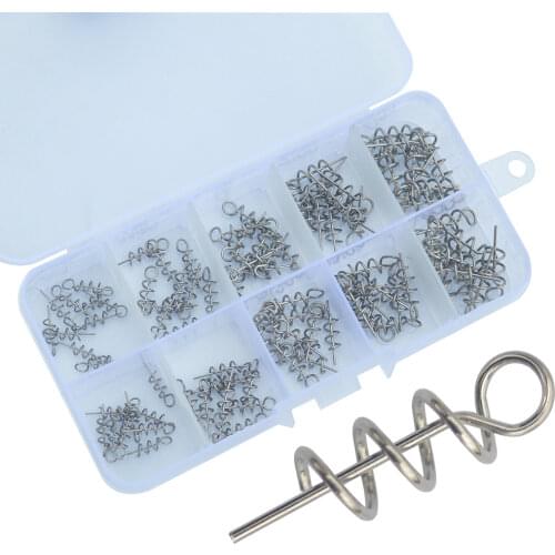 Fishing Lure Spring Lock Pin 100pcs/set Texas Rig Soft Bait Steel Spiral Spring Lock Pin Connector Fishing Lure Accessories