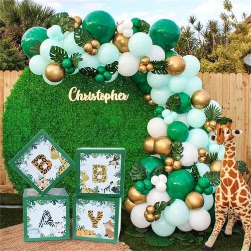 Safari Jungle Animal Baby Letter Balloon Box Baby Shower Birthday Party Decor Kids Happy Birthday Balloon Decorations Supplies