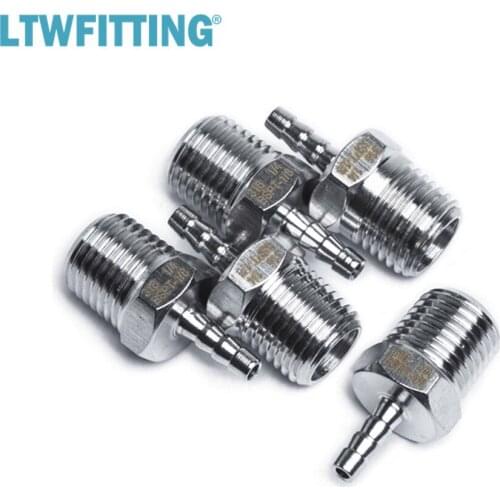 LTWFITTING Stainless Steel 316 Barbed Fitting Coupler/Connector 1/4-Inch Male BSPT x 1/8-Inch(3mm) Hose Barb Fuel Gas Water