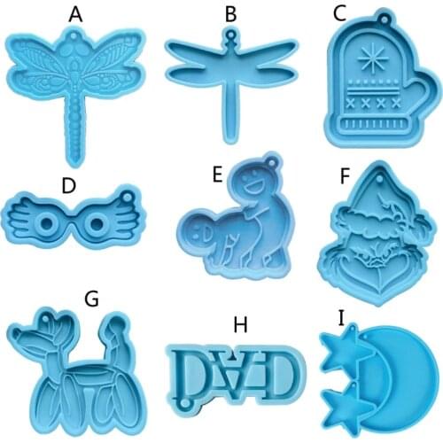 DIY Silicone Dragonfly Gloves Pendant Resin Mold Letter DAD Keychain Balloon Dog Resin Casting Mold Resin Crafting Tools