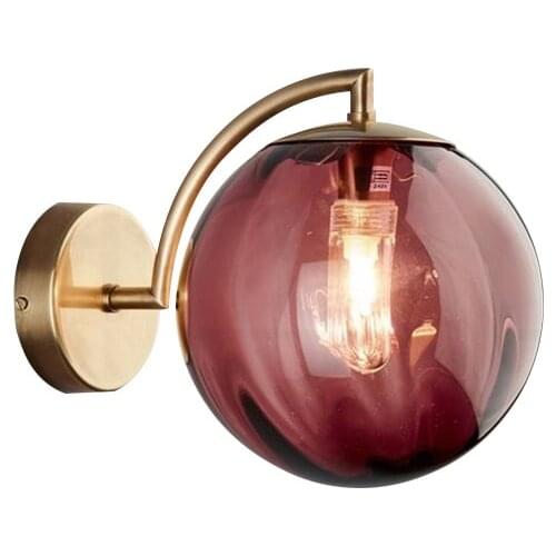 Post-modern Living Room Glass Ball Wall Light Colorful Simple Creative Bedroom Bedside Study Aisle Hotel Room G4 Led Wall Lamp