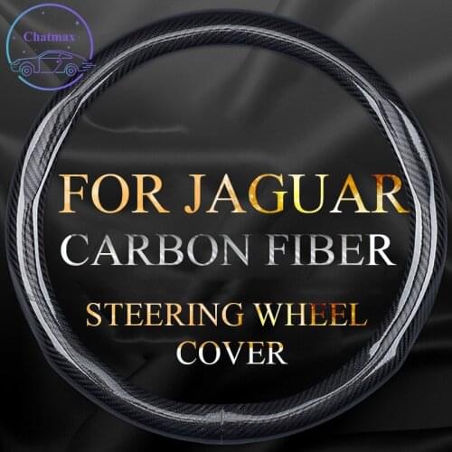Carbon Fiber Steering Wheel Cover For Jaguar XF XJL XFL XE F-TYPE F-PACE Universal 38cm 15 Inches Anti-slip Touching Comfortable