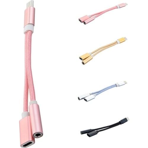 USB Jack Type C to 3.5mm Auxiliary Audio Charging Accessory Adapter Splitter Earphone Adapter Mobile Phone Accessories 2 in 1