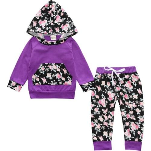 Burst Spring and Autumn season suit girls clothes flowers girls two sets of baby clothes