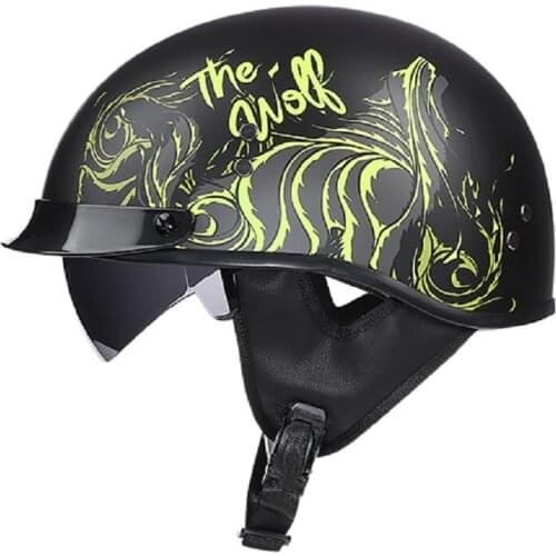 Vintage Half Face Motorcycle Helmet Jet Casco Casque Moto Retro Helmets with Inner Sun Visor Moto Helmet DOT