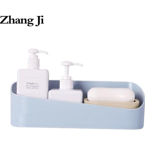 Zhangji High Traceless Shelf Quality ABS Bathroom Kitchen No Drill Self Adhesive Wall Storage box Bathroom Accessory
