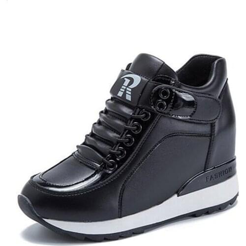 Women Casual Shoes Autumn Platform Hidden Increasing Sneakers PU Leather Shoes Woman Breathable High Quality White Shoe New 2021