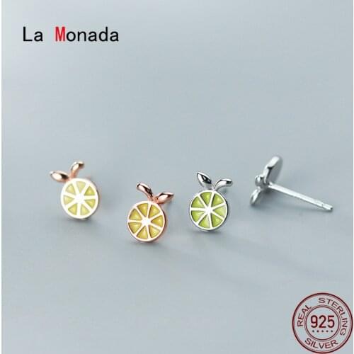 La Monada Lemon Stud Small Earrings For Women Fruit Fashion Stud Earrings For Girls 925 Sterling Silver 925 Jewelry Female