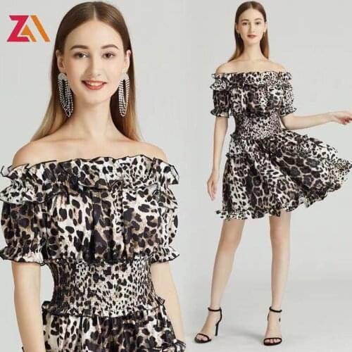 ZALady fashion party club sexy mini dresses for women elegant Leopard print ruffles Elastic waist chic vacation traf dress femme