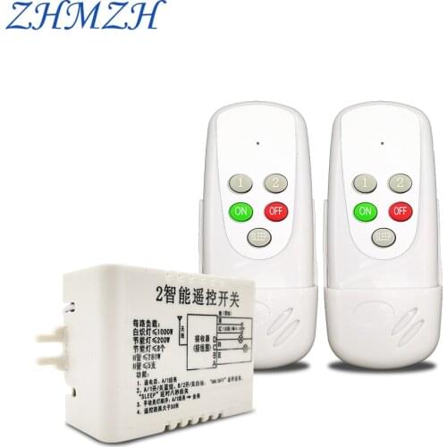 ZHMZH 4 Ways Intelligent Dual Remote Single Way Port ON/OFF Digital Wireless Remote Control Switch Controller for Light Lamp