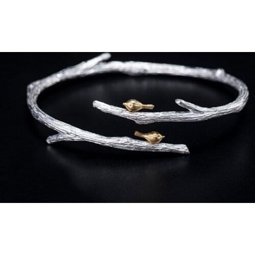 Gold Bird Silver Bangles 100% 925 Sterling Silver Jewelry For Women simple Creativity Design Jewelry