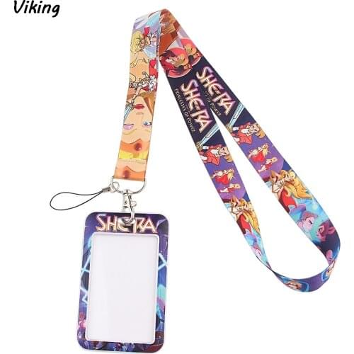 20pcs/lot G1555 Cartoon princess Lanyard Keychain key Badge Mobile Phone Rope Lanyard With Kawaii Card Holder Cover for kid