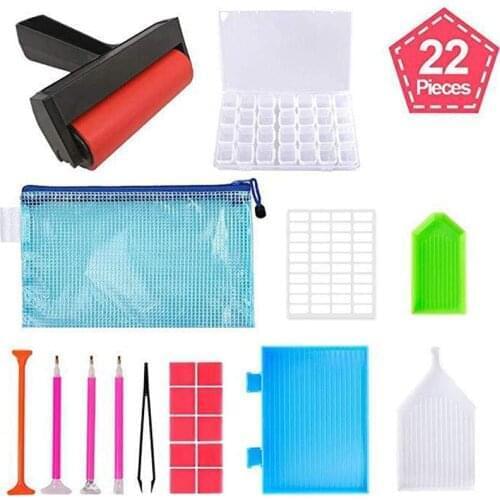 3 Sets (22pcs/set) 5D Diamonds Painting Tools and Accessories Kits Diamond Painting Roller Diamond Embroidery Box Wholesale X2