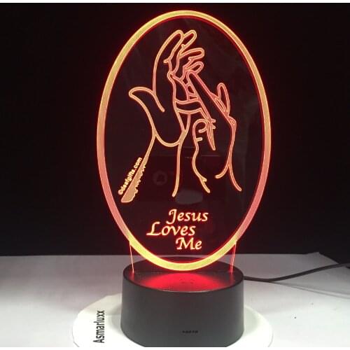 3D Acrylic LED Night Lights Illusion Jesus Christ Optical Lamps Lighting Love U Christian God USB Touch Luminous Novelty Gift