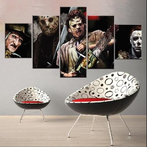 5 Pieces Horror Saws Movie Characters Wall Art Picture modern art wall posters Canvas For home living room decoration