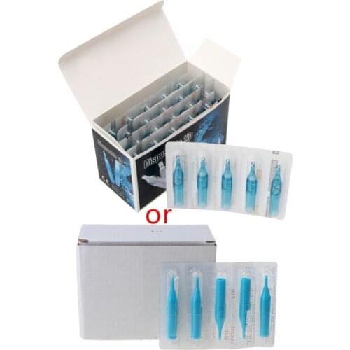 50Pcs Pro Sterile Disposable Tattoo Nozzle Tips Needle Tube Pick RT FT Blue