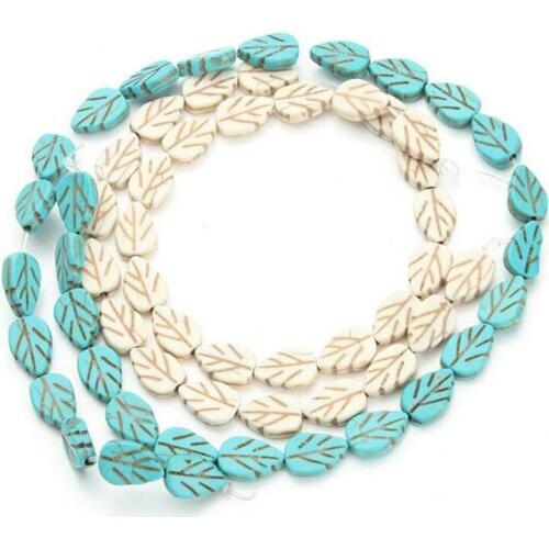 9*13mm Synthetise Turquoises Leaf Beads 15'' Jewelry Beads Loose Spacer Dyed Howlite Beads Seed Beads DIY Stone Jewelry Making