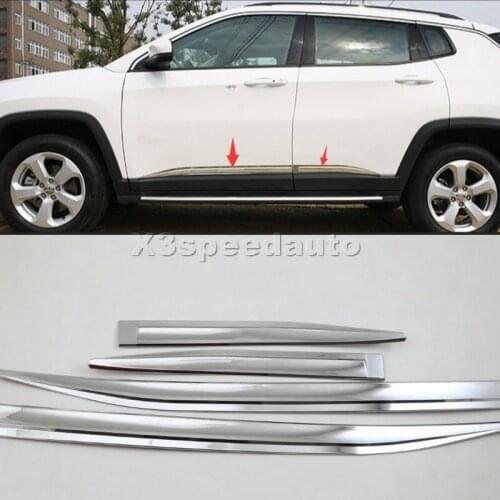 Car-styling For Jeep Compass 2017-2020 Door Body Side Molding Cover Trim 4pcs Chrome ABS