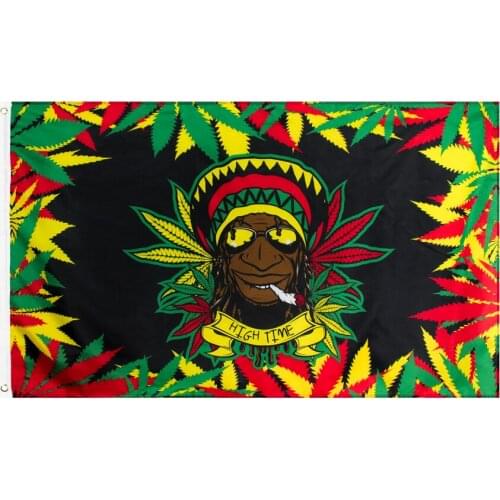 BOB Marley Reggae Rasta Hippie Band high time 420 somewhere Indian smoke weed FlagFor Bar Party Music Festival Tattoo Shop