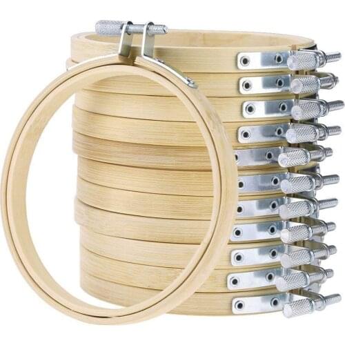 1Pc Wooden Embroidery Hoops Frame Set Bamboo Embroidery Hoop Rings Adjustable Bamboo for DIY Cross Stitch Needle Craft Tool