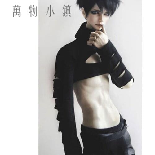 New 1/3 1/4 Uncle BJD SD MSD Doll Clothes Black Sexy High Collar Dew waist T-shirt