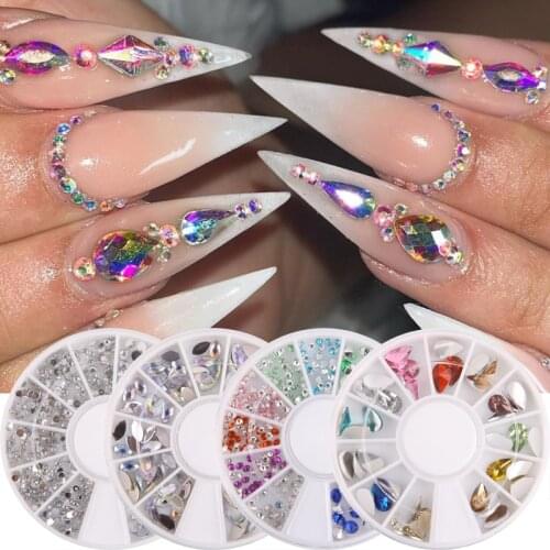 Mixed Color Glitter Nail Rhinestone AB Flatback Small Crystals Irregular Beads 3D Nail Art Decorations Manicure Gems In Wheel