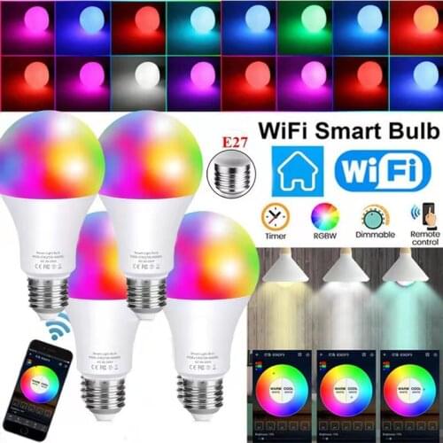 Smart WiFi Bulb RGB Changing Color Compatible With Alexa And Google Assistant No Hub Required Lamp or IR Remote Control Light