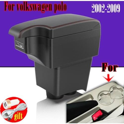 Storage Box Center Console Leather Cup Holder Dual Layer Armrest Arm Rest For Volkswagen VW Polo 9N 02-2009 2005 2006 2007 2008