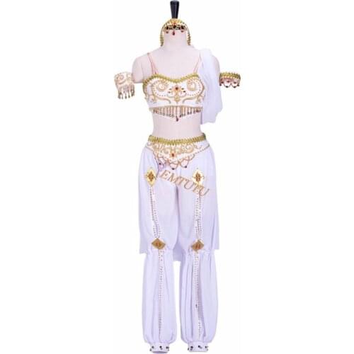 Green Gold Nikya Dance costume White Gold Oriental Dance Ballet Stage Costume Arabian Two pieces Professional Ballet Dress