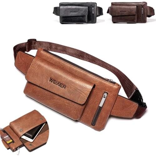 Top Leather Waist Packs Men Waist Bags Fanny Pack Belt Bag Phone Bags Travel Waist Pack Male Waist Bag Leather Bags Adjustable