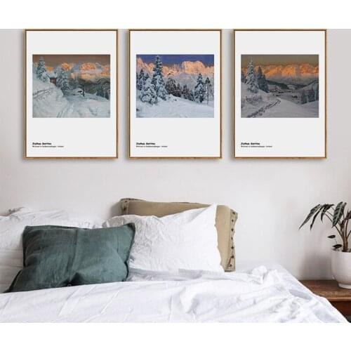 Nordic Style Creative Decoration Painting Snow Mountain Tree Landscape Canvas Wall Frameless Picture Printing Poster Living Room
