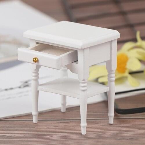 1pc Doll House Bedside Cupboard Dolls Mini Furniture Modern Night Table 1:12 Scale Dollhouse Wooden Miniature