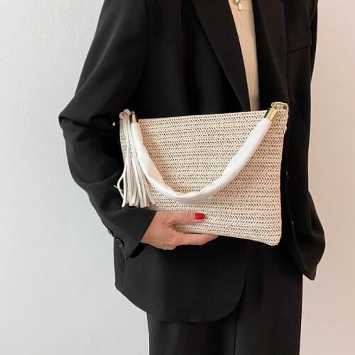 Small Envelope Straw Crossbody Bag for Women 2021 Bohemian Small Summer Chain Purse and Handbag Vacation Beach Bags