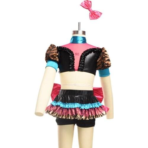 MiDee Tiger Animal Prints Jazz Costume Dance Performance Outfits with Bows for Girls