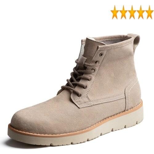 Ankle Men British Casual Style Lace Up Safety Work Boots Top Quality Leather Summer Breathable High-Top Flats Sneakers