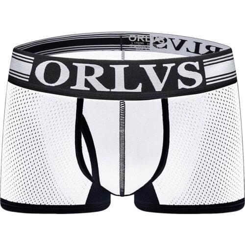Orlvs shrimp net new fashion brand mesh underwear mens breathable and comfortable hip raising boxer pants mens or299T
