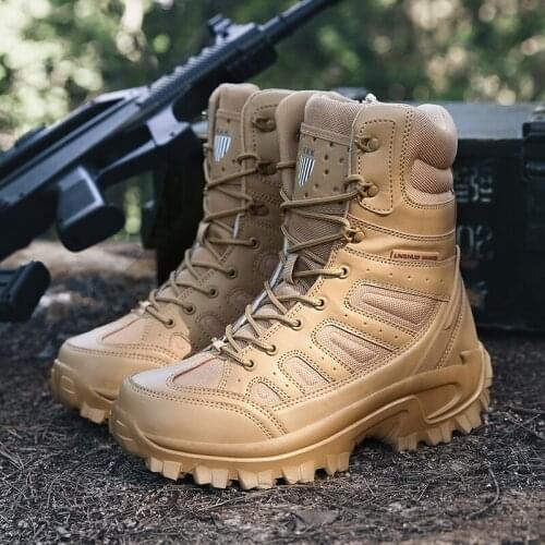 New Winter Military Boots Mens Special Forces Desert Tactical Boots High-Top Leather Waterproof Combat Boots Safety Work Boots