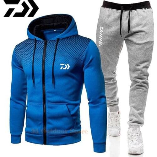 Daiwa Men Fishing Jackets Hoodies Coats Casual Zipper Sweatshirts Male Tracksuit Fashion Suits Mens Clothing Winter Hoodie Sets