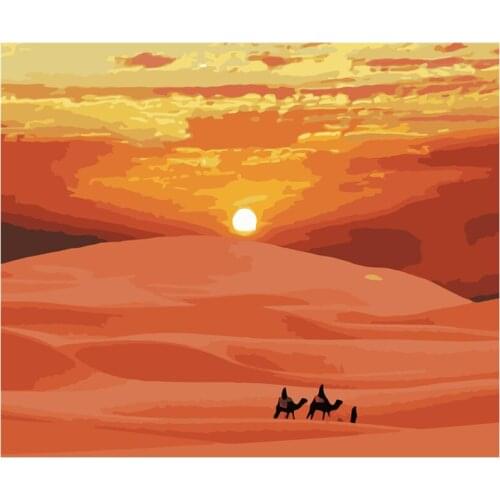 Desert sunset scenery DIY Digital Painting By Numbers Modern Wall Art Oil Painting Holiday Gift Home Decor Big Size
